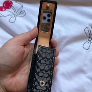 🖤Rare Vintage Coach Lipstick Case with Mirror Black Signature Canvas